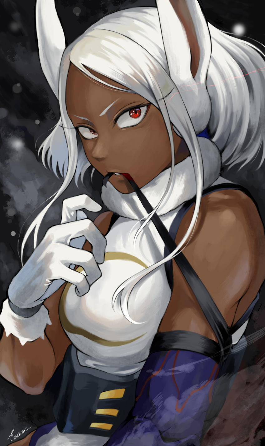 1girl, absurdres, animal_ears, boku_no_hero_academia, crescent_print, dark-skinned_female, dark_skin, fengling_(furin-jp)