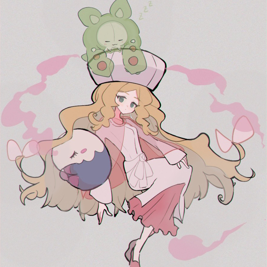 1girl, bangs, blonde_hair, butterfly_hair_ornament, caitlin_(pokemon), cape, chya_dan_go12, closed_mouth