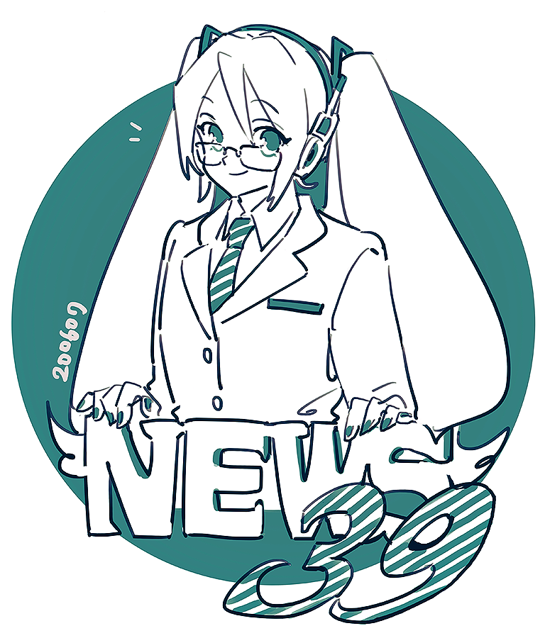 1girl, aqua_theme, bespectacled, collared_shirt, commentary, english_text, glasses, hair_between_eyes