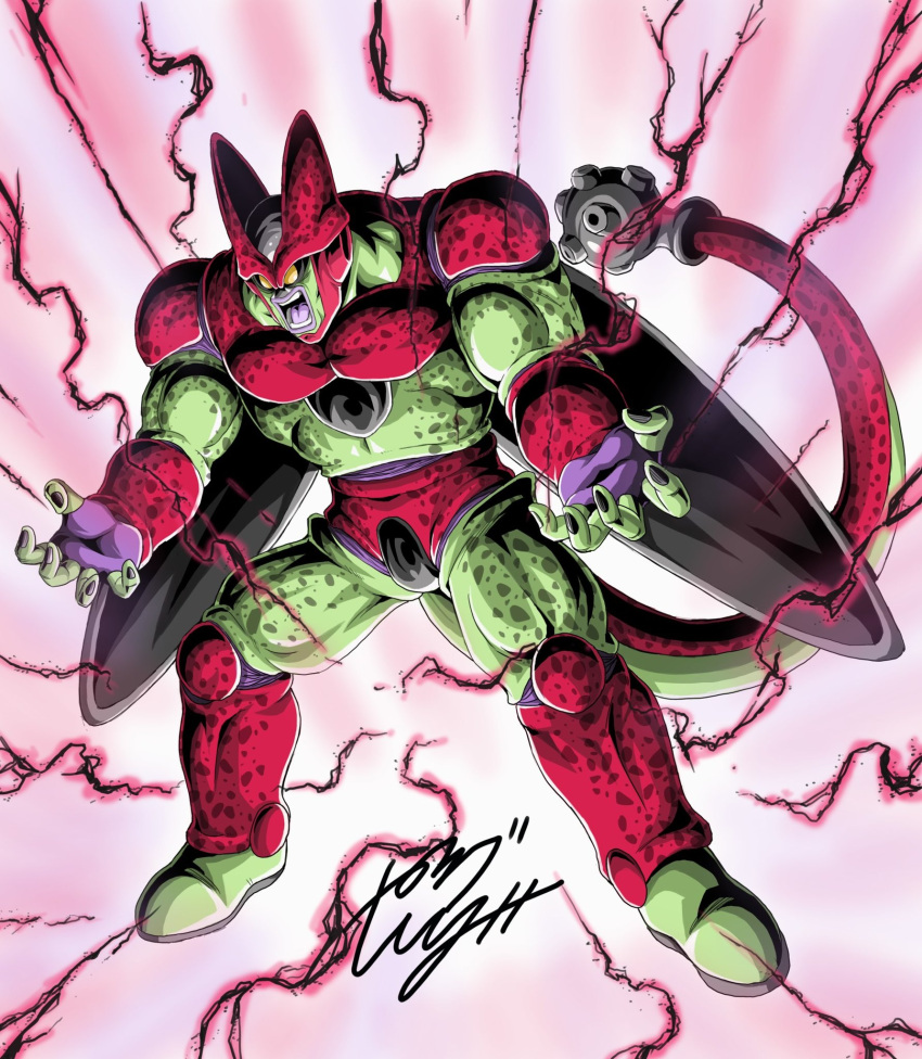 1boy, black_nails, blank_eyes, cell_max, colored_sclera, commentary_request, dragon_ball, dragon_ball_super