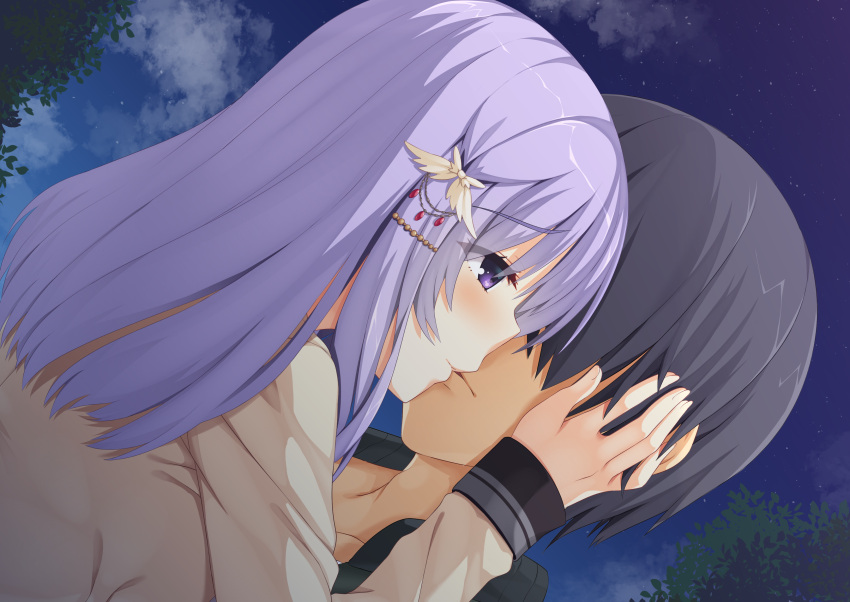 1boy, 1girl, 8kumagawa_(log), absurdres, arihara_satoru, bangs, black_hair, blush