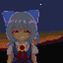 1girl, aqua_hair, blue_bow, blue_dress, blush_stickers, bow, breasts, cirno