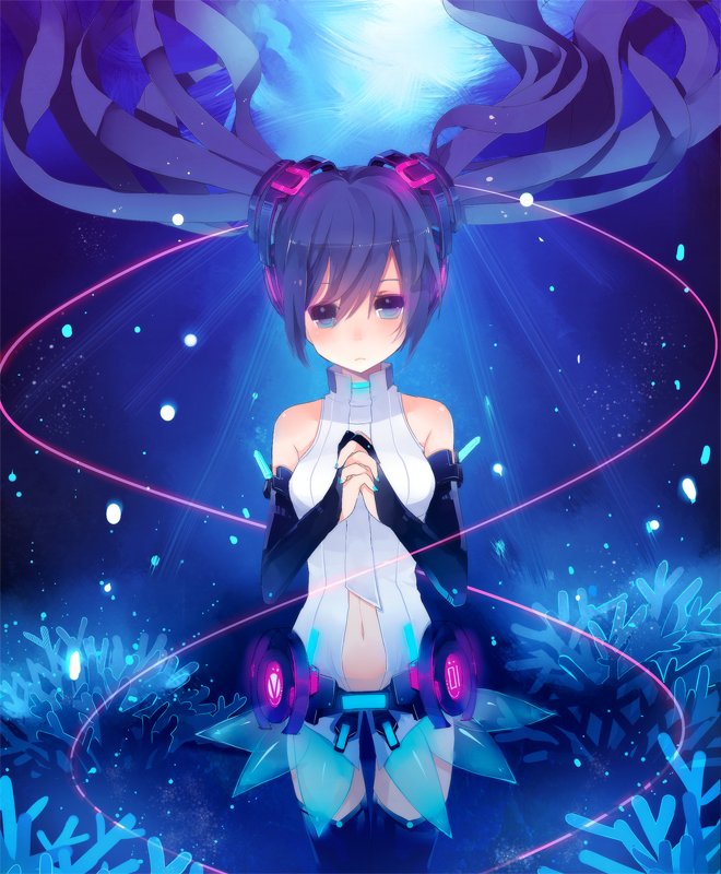 aqua_eyes, aqua_hair, belt, blue, bridal_gauntlets, colxy, elbow_gloves, fingerless_gloves