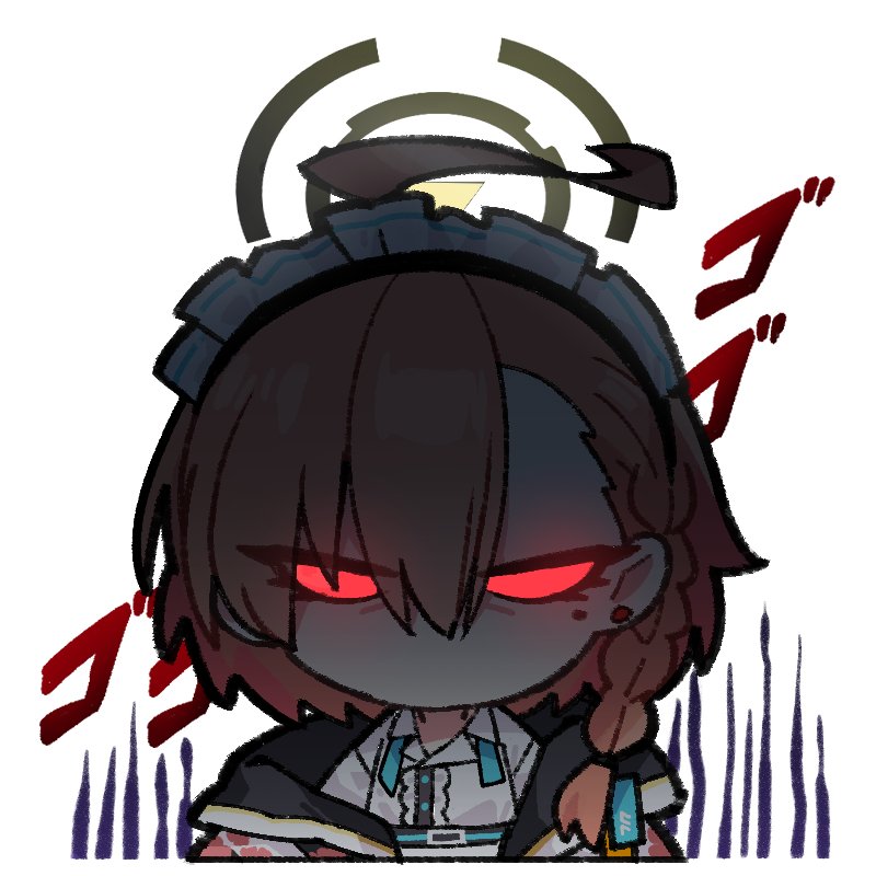 1girl, blue_archive, blue_necktie, chibi, jacket, maid, maid_headdress, necktie