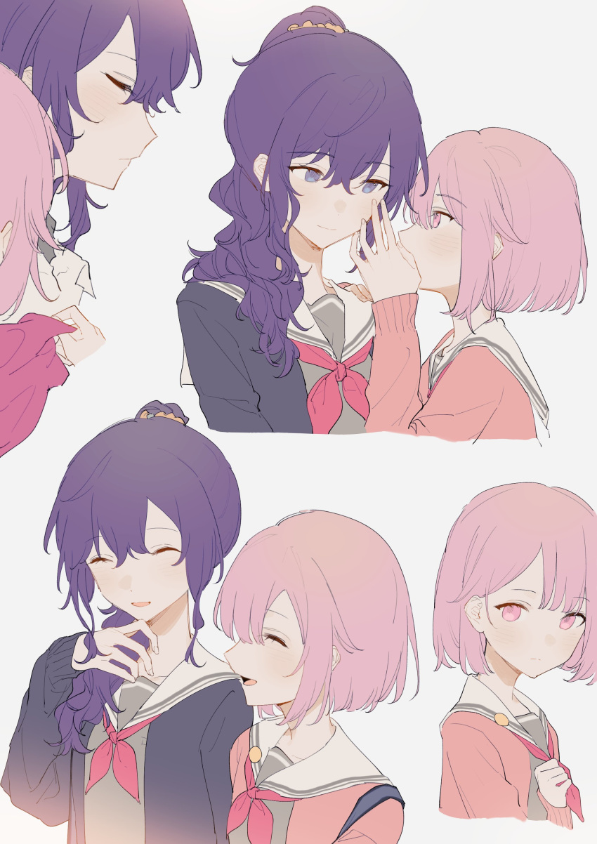2girls, absurdres, asahina_mafuyu, bangs, black_cardigan, cardigan, closed_eyes, closed_mouth