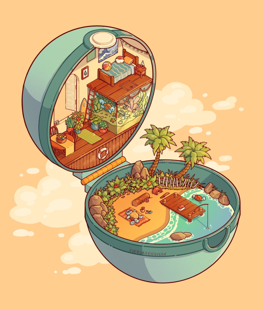 artist_name, beach, beach_towel, bed, box, chair, clam_shell, clouds