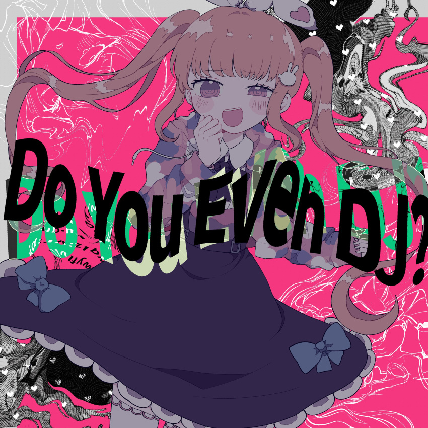 1girl, absurdres, album_cover, animal_ears, bangs, black_skirt, blue_bow, blush