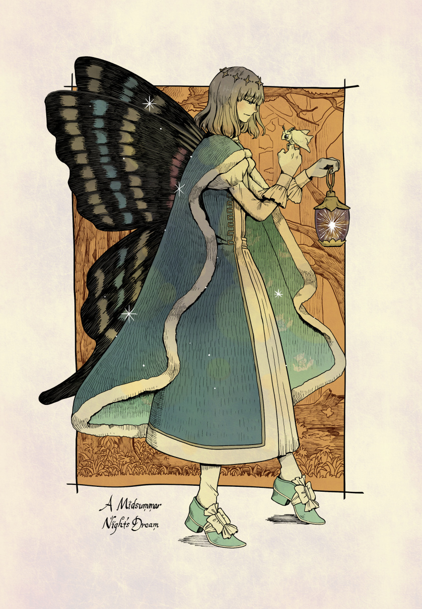 1boy, absurdres, animal_on_hand, aqua_cloak, aqua_coat, aqua_footwear, bangs, blanca_(fate)