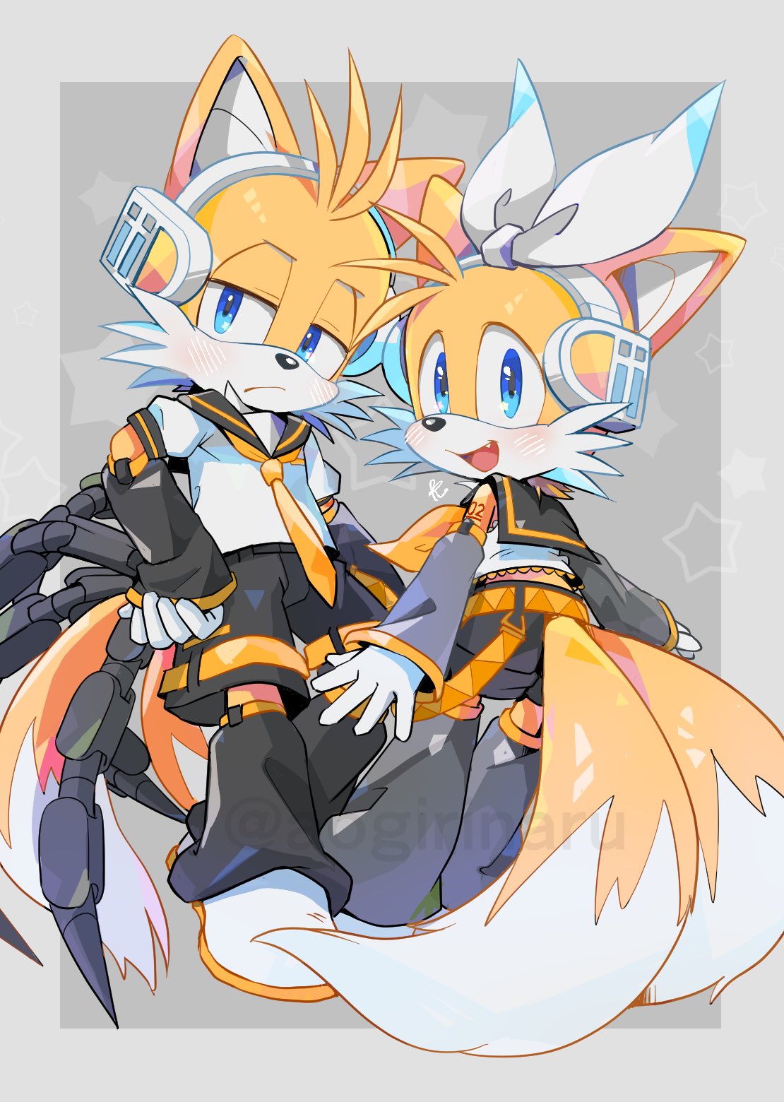 2boys, aqua_eyes, arm_tattoo, blue_eyes, blush, bow, commentary, commentary_request