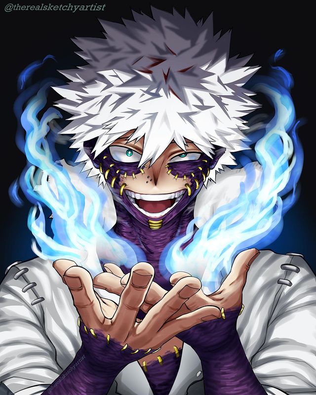 1boy, bangs, black_background, blue_eyes, blue_fire, boku_no_hero_academia, bright_pupils, burn_scar