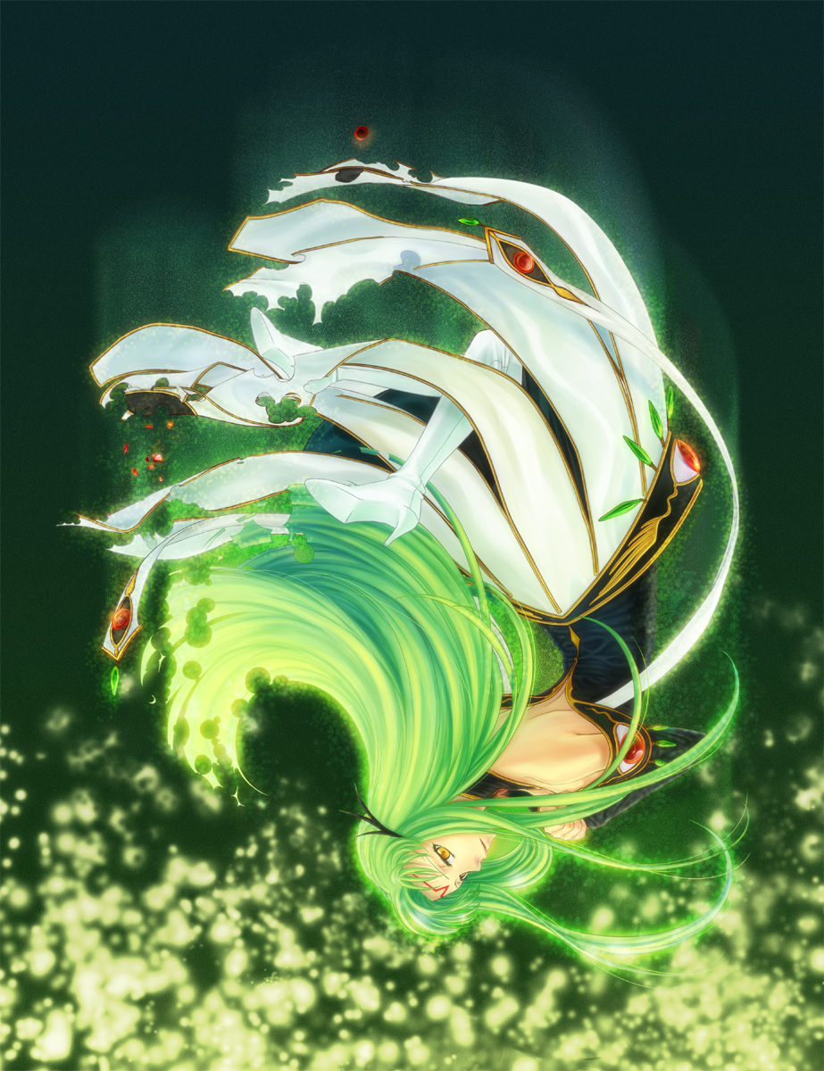 c.c., code_geass, dress, green_hair, highres, kuon_yuu, solo, thigh_boots
