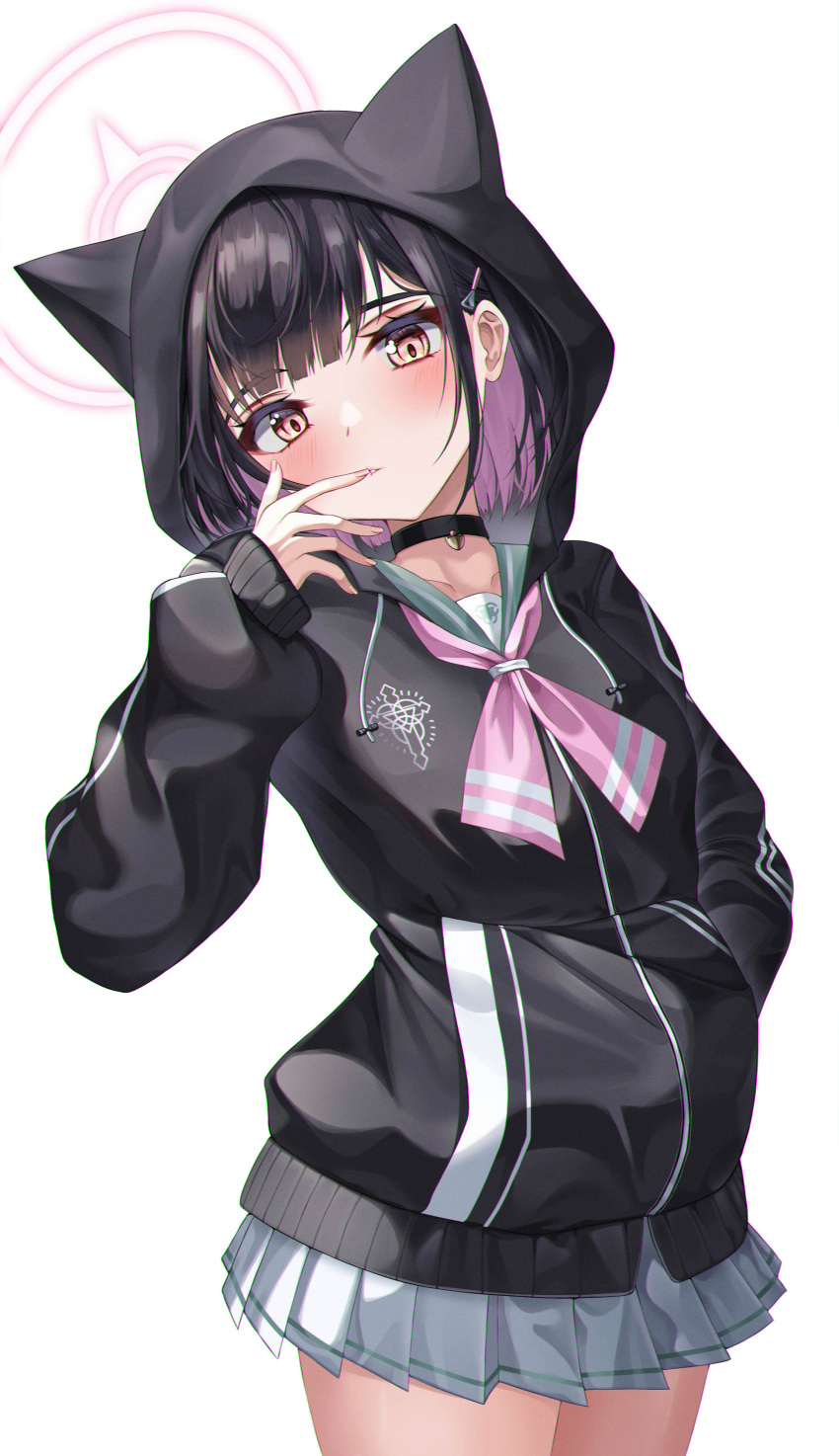 1girl, absurdres, animal_ears, bangs, black_choker, black_hair, blue_archive, blush
