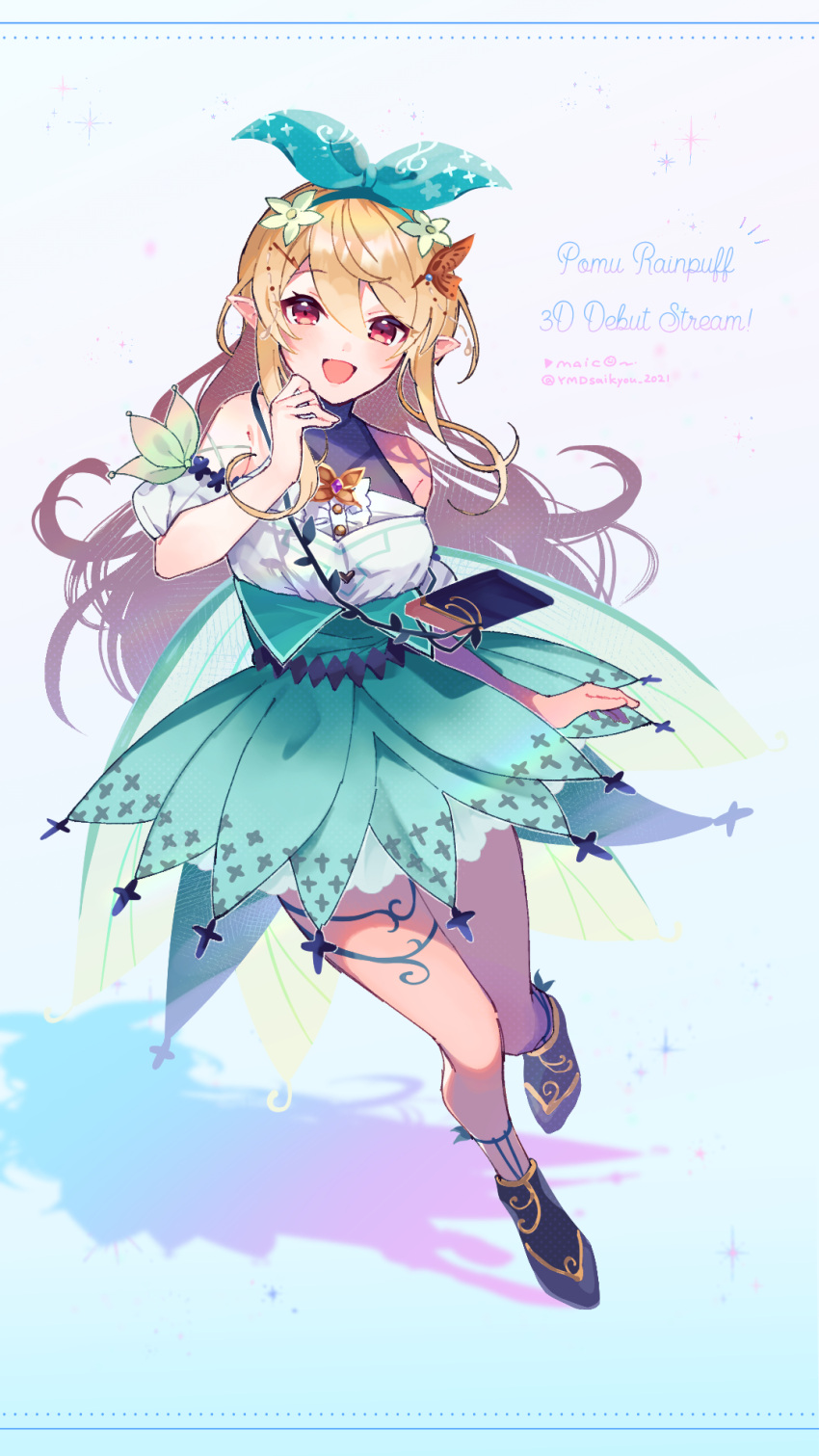 1girl, :d, bangs, bare_shoulders, blonde_hair, blush, breasts, detached_sleeves