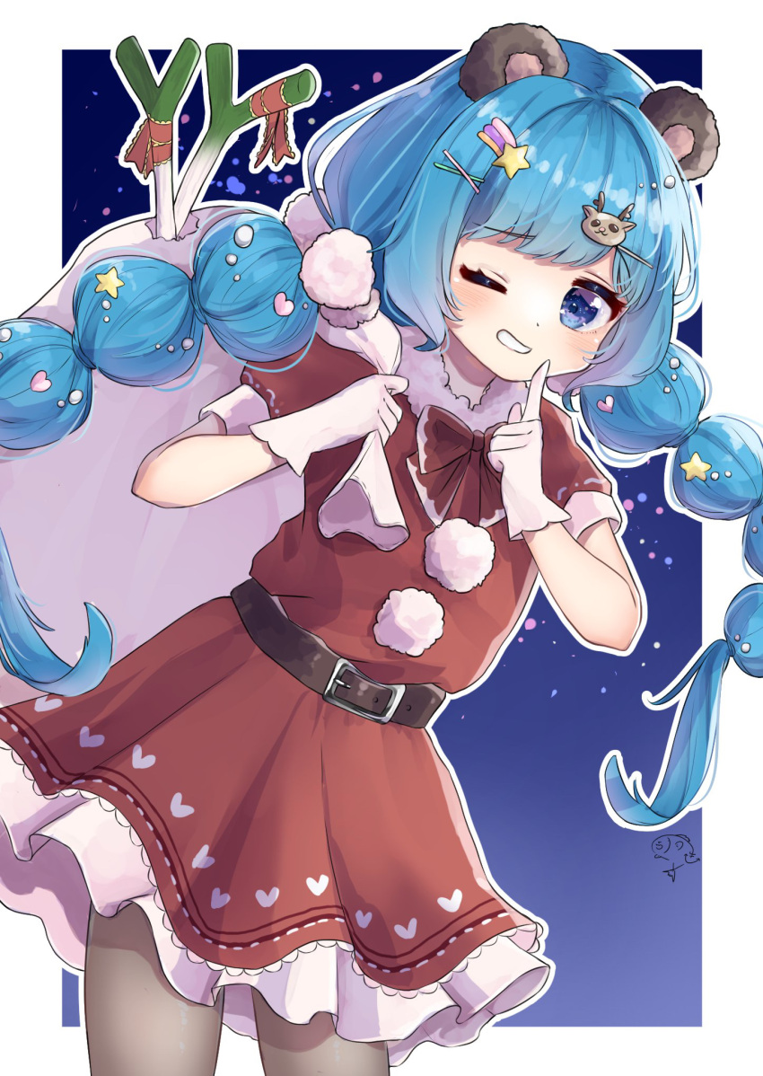 1girl, animal_ears, aqua_eyes, aqua_hair, bangs, bear_ears, belt, blush