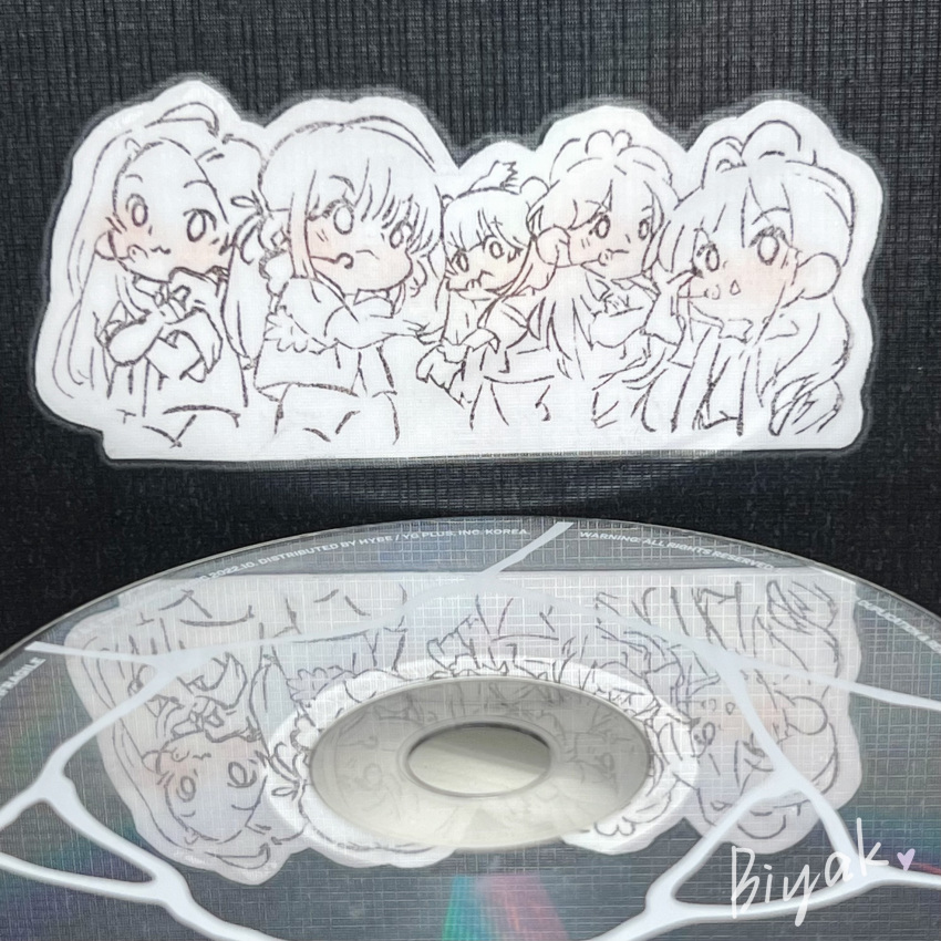 5girls, :3, absurdres, animification, bangs, blush, cd, chibi