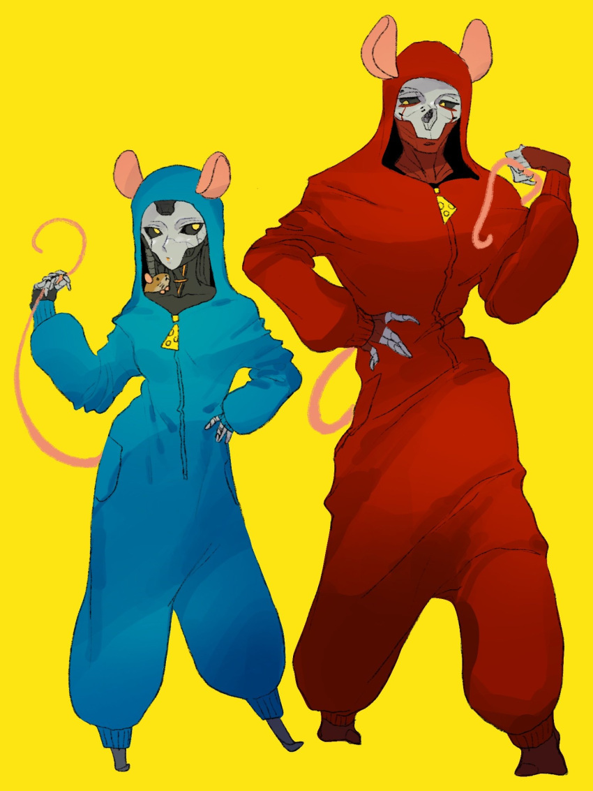 1boy, 1girl, abyuramu_yukidaruma, alternate_costume, android, animal_costume, animal_on_shoulder, animification