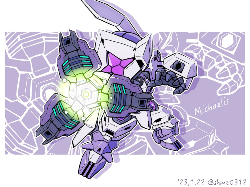 arm_cannon, assault_visor, character_name, dated, gundam, gundam_suisei_no_majo, head_tilt, mecha