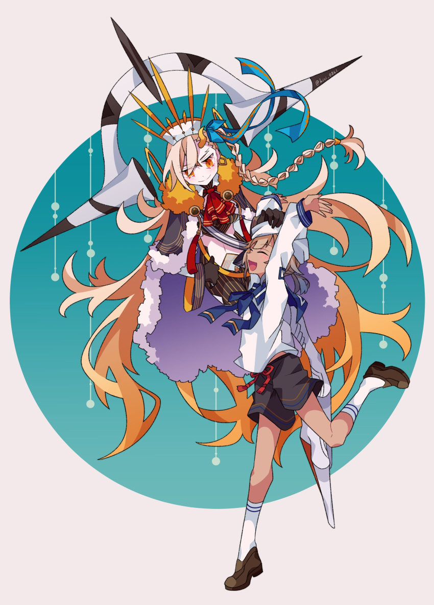 1girl, 1other, absurdres, cage, cape, cheekbones, cloak, fate/grand_order