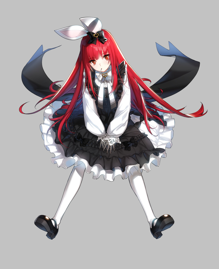 1girl, absurdres, animal_ears, apron, bangs, black_apron, black_bow, black_footwear