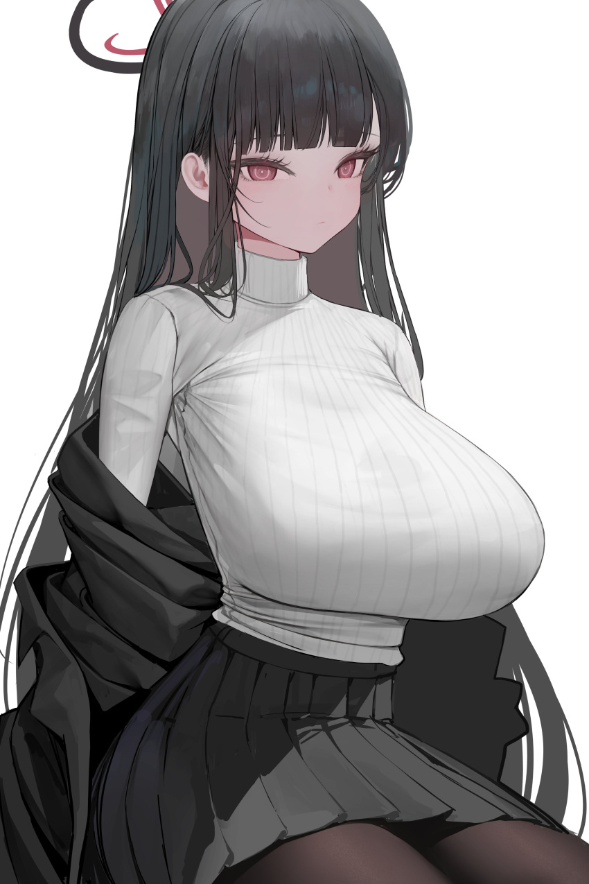 1girl, absurdres, bangs, bbolalus, black_hair, blue_archive, blunt_bangs, blush
