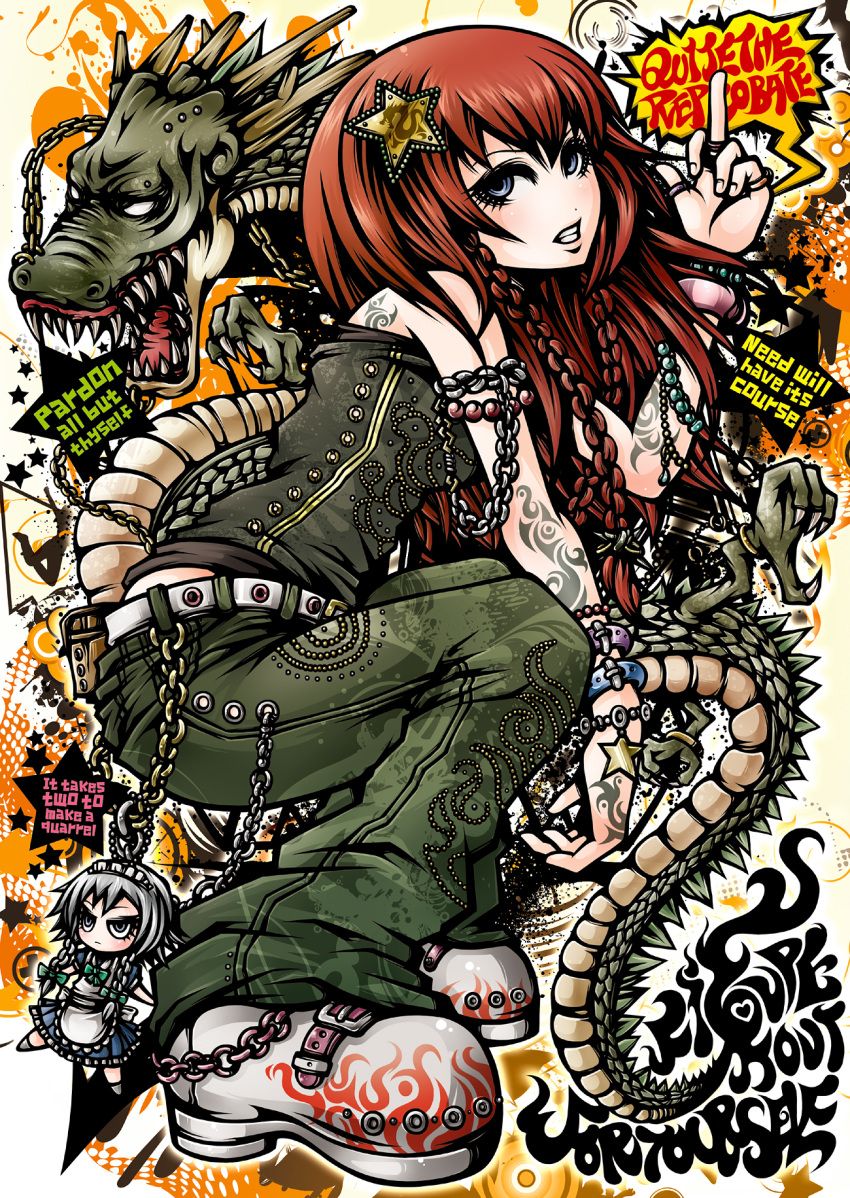 chain, chains, contemporary, dragon, eastern_dragon, engrish, highres, hong_meiling