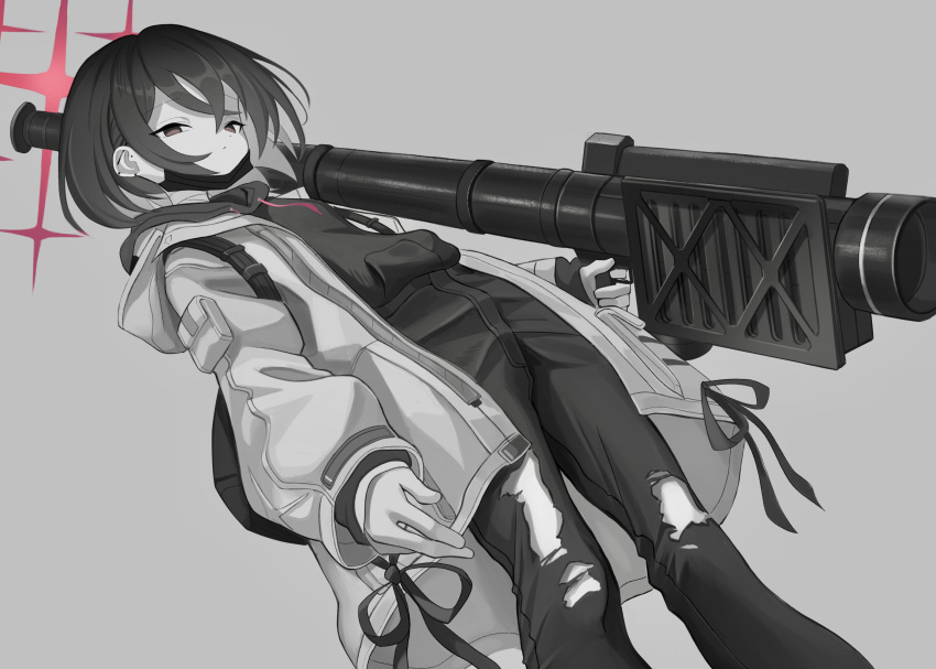 1girl, absurdres, atat250, backpack, bag, bandaged_neck, bandages, blue_archive