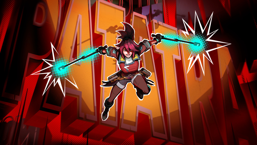absurdres, baton_(weapon), game_cg, hi-fi_rush, highres, holding, holding_weapon, jacket