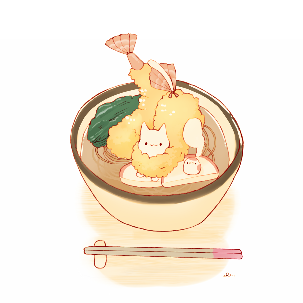 animal, bird, bowl, cat, chai_(drawingchisanne), chopstick_rest, chopsticks, commentary_request