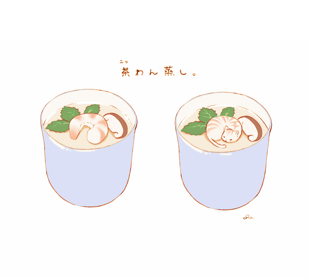 animal, cat, chai_(drawingchisanne), commentary_request, cup, custard, food, food_focus