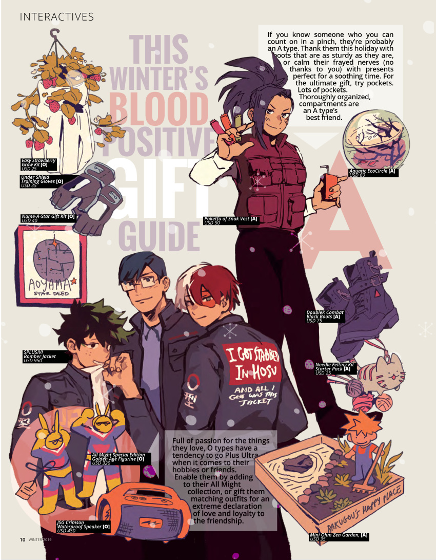 1girl, 3boys, absurdres, all_might, alternate_costume, bakugou_katsuki, bangs, black_hair