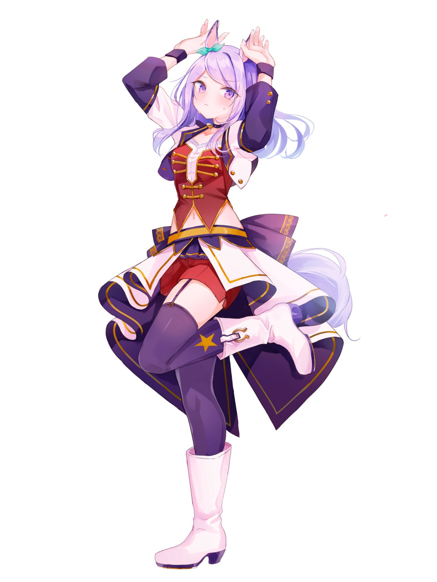 1girl, animal_ears, bangs, blush, boots, ear_ribbon, from_side, highres