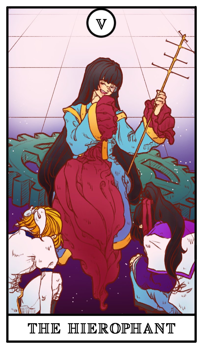 1boy, 2girls, alternate_hair_color, aqua_kimono, bangs, black_hair, blue_kimono, blue_pants