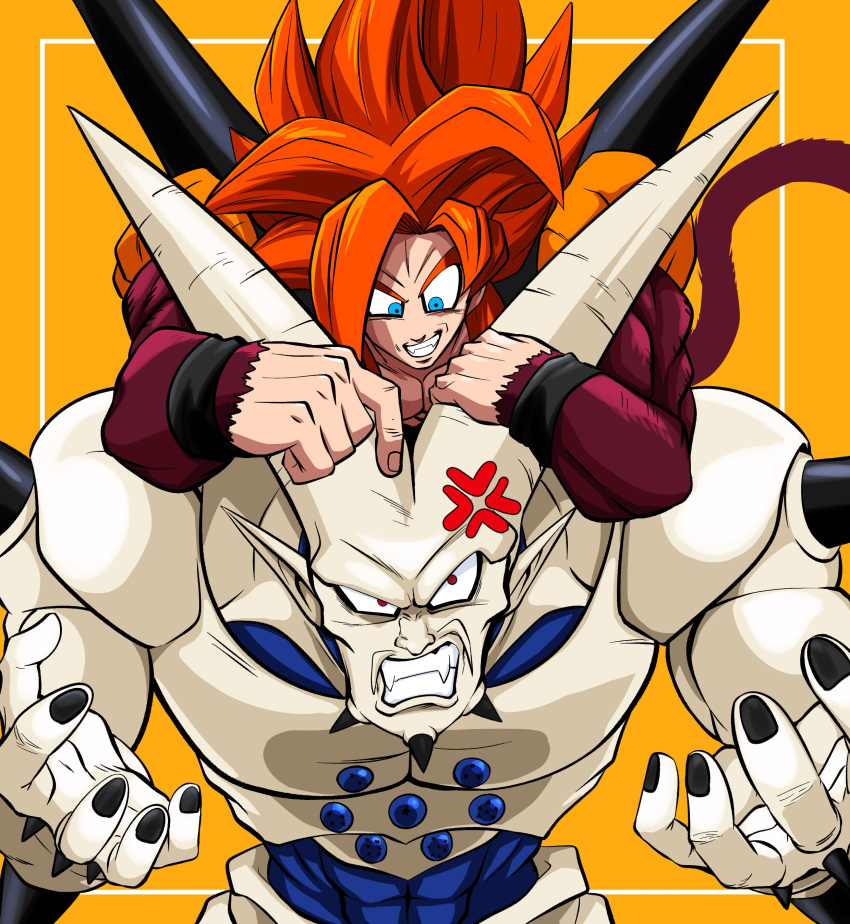 2boys, absurdres, anger_vein, angry, annoyed, blue_eyes, body_fur, dragon