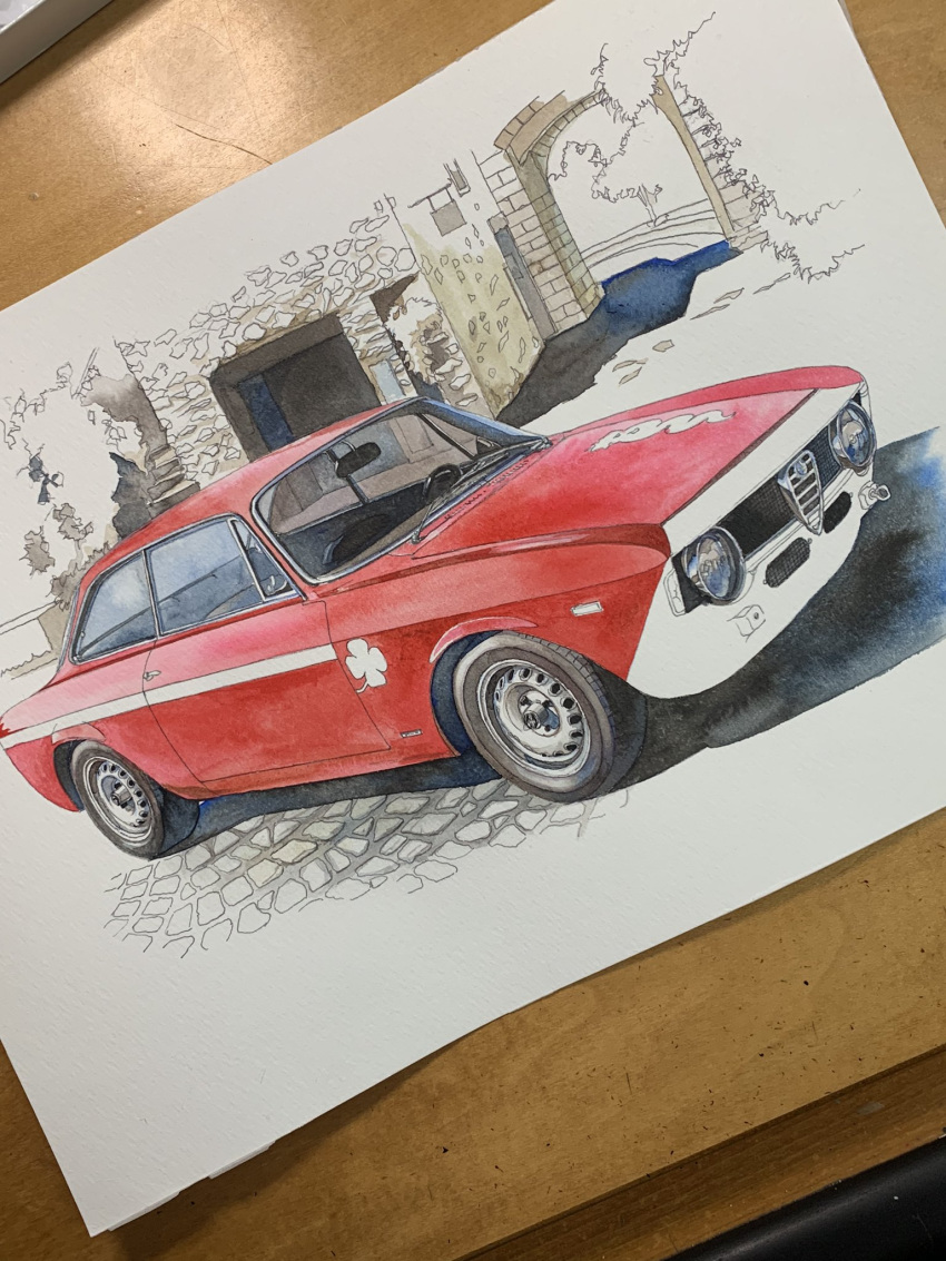 alfa_romeo, car, ground_vehicle, headlights, highres, motor_vehicle, no_humans, original
