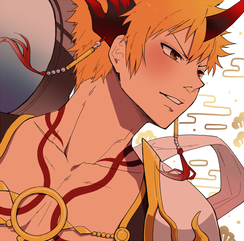 1boy, armor, bangs, bleach, bleach:_brave_souls, body_markings, hair_between_eyes, hair_ornament