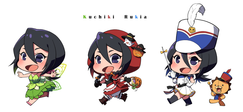 1girl, :d, alternate_costume, alternate_hairstyle, band_uniform, bangs, black_gloves, black_hair