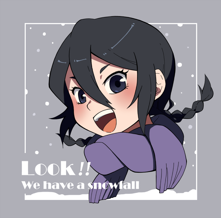 1girl, :d, alternate_hairstyle, bangs, black_hair, bleach, braid, eyelashes