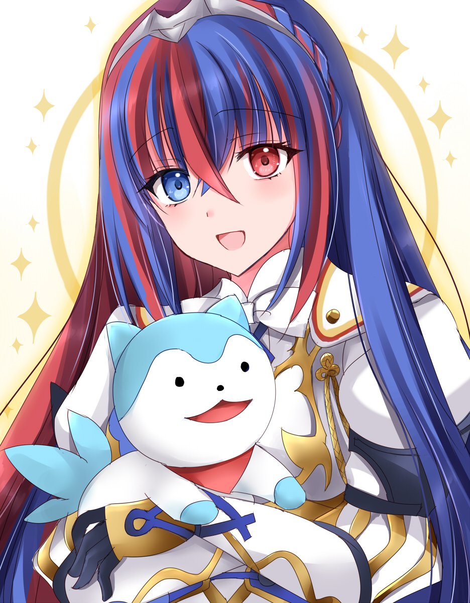 1girl, alear_(female)_(fire_emblem), alear_(fire_emblem), animal, bangs, blue_eyes, blue_hair, blush
