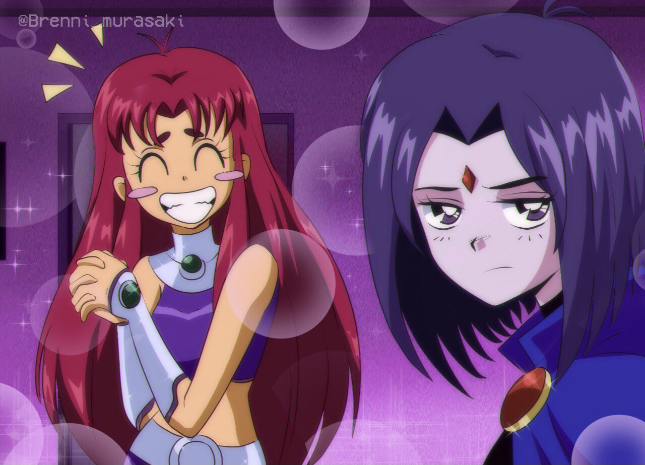 1990s_(style), 2girls, animification, bare_shoulders, blue_cape, blush_stickers, brenni_murasaki, cape