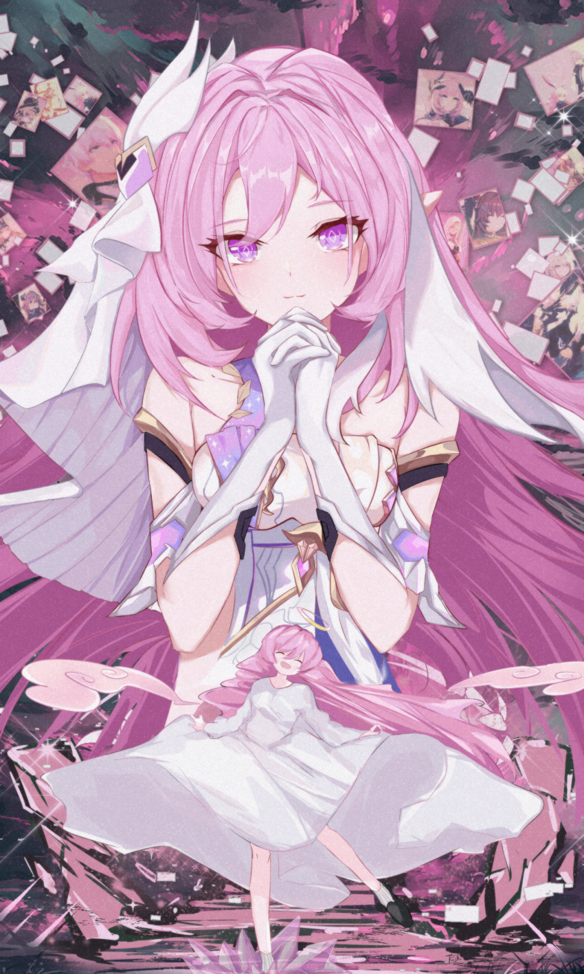 2girls, absurdres, aponia_(honkai_impact), bangs, bare_shoulders, black_footwear, closed_mouth, clothes_lift