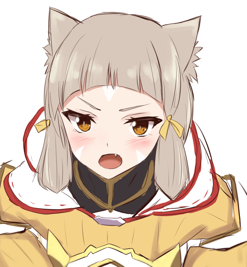 1girl, :o, absurdres, animal_ears, bangs, blunt_bangs, blush, brown_hair
