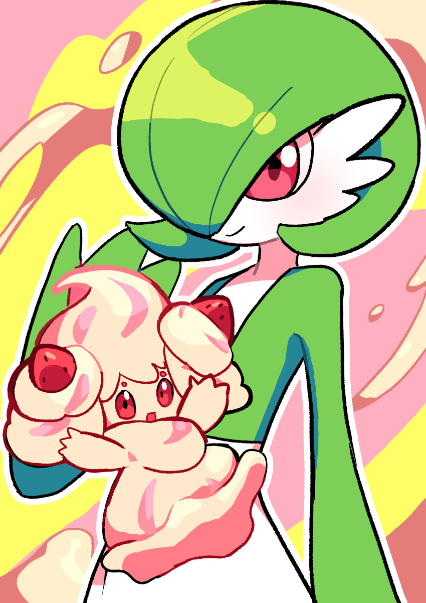:d, absurdres, alcremie, alcremie_(strawberry_sweet), bangs, closed_mouth, colored_skin, commentary_request