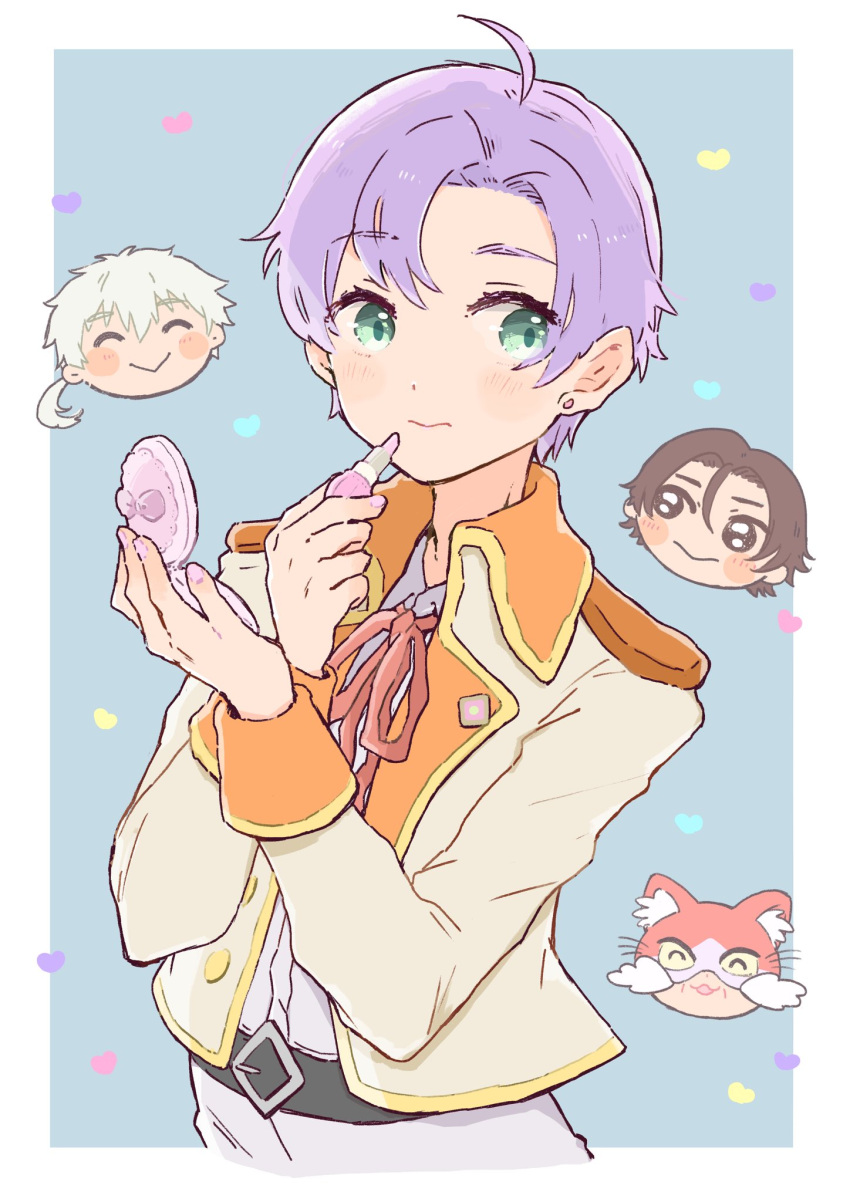 4boys, aged_down, ahoge, animal_costume, blush_stickers, brown_eyes, brown_hair, butadon_(itumoyumenonaka)