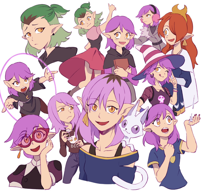 1girl, alternate_costume, alternate_hair_color, alternate_hairstyle, amity_blight, animal, animal_print, arm_up