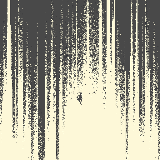 1girl, abstract, dithering, lvl374, monochrome, original, pixel_art, silhouette