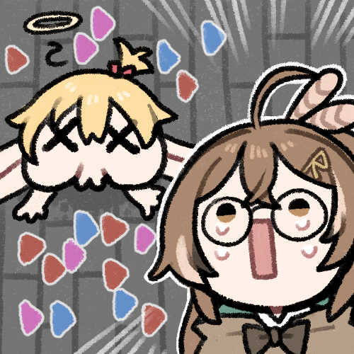 1girl, ahoge, akai_haato, blonde_hair, bow, brown_eyes, brown_hair, clipe