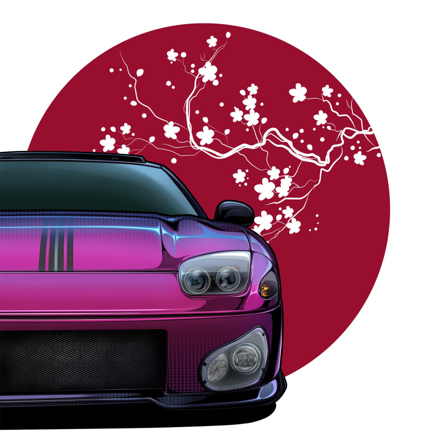 branch, car, ground_vehicle, haduki_neko, headlight, highres, mitsubishi_gto, mitsubishi_motors