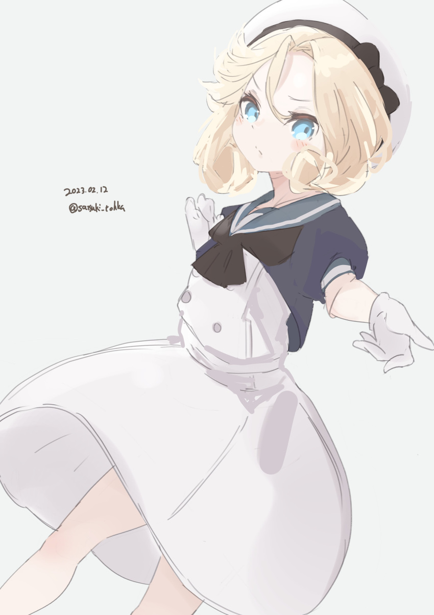 1girl, absurdres, bangs, blonde_hair, blue_eyes, blue_sailor_collar, dated, dress