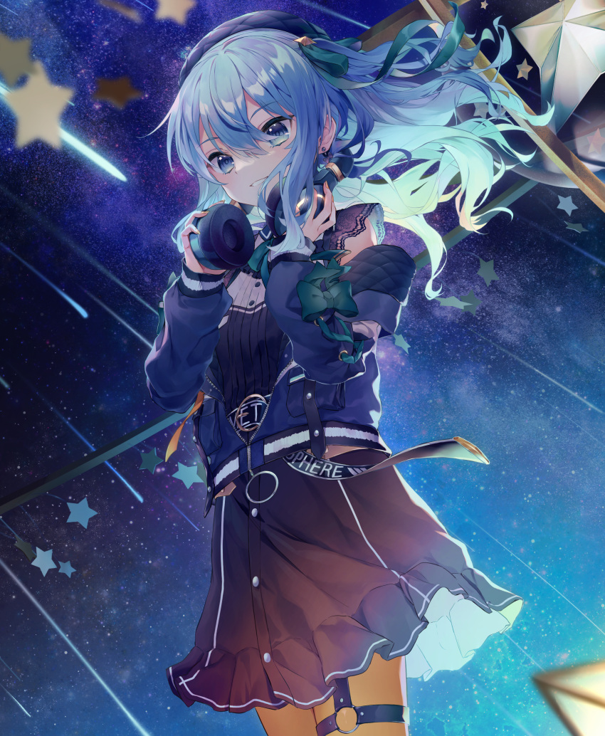 1girl, absurdres, aqua_hair, blue_eyes, blue_hair, cowboy_shot, cropped, floating_hair