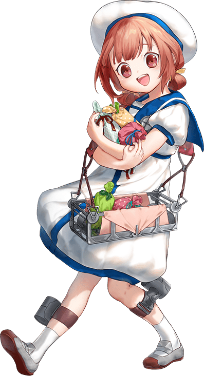 1girl, bag, blue_sailor_collar, bow, brown_hair, dress, full_body, hair_rings